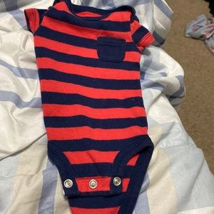 Read and blue stripped onsie